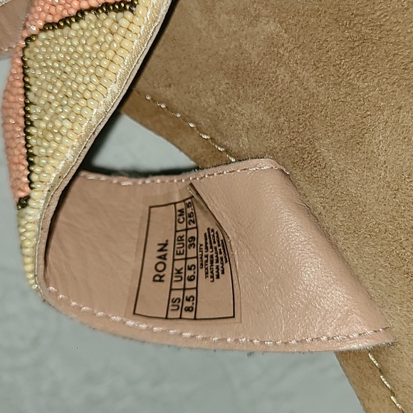 ROAN. LEATHER Bohemian Tan and Orange Sandals with Geometric Straps NWOT - Picture 6 of 6